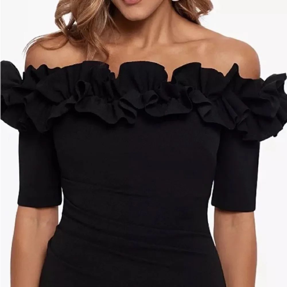 XSCAPE 4641X Ruffled Off-The-Shoulder
Bodycon Cocktail Dress NWT $229 - Picture 5 of 6